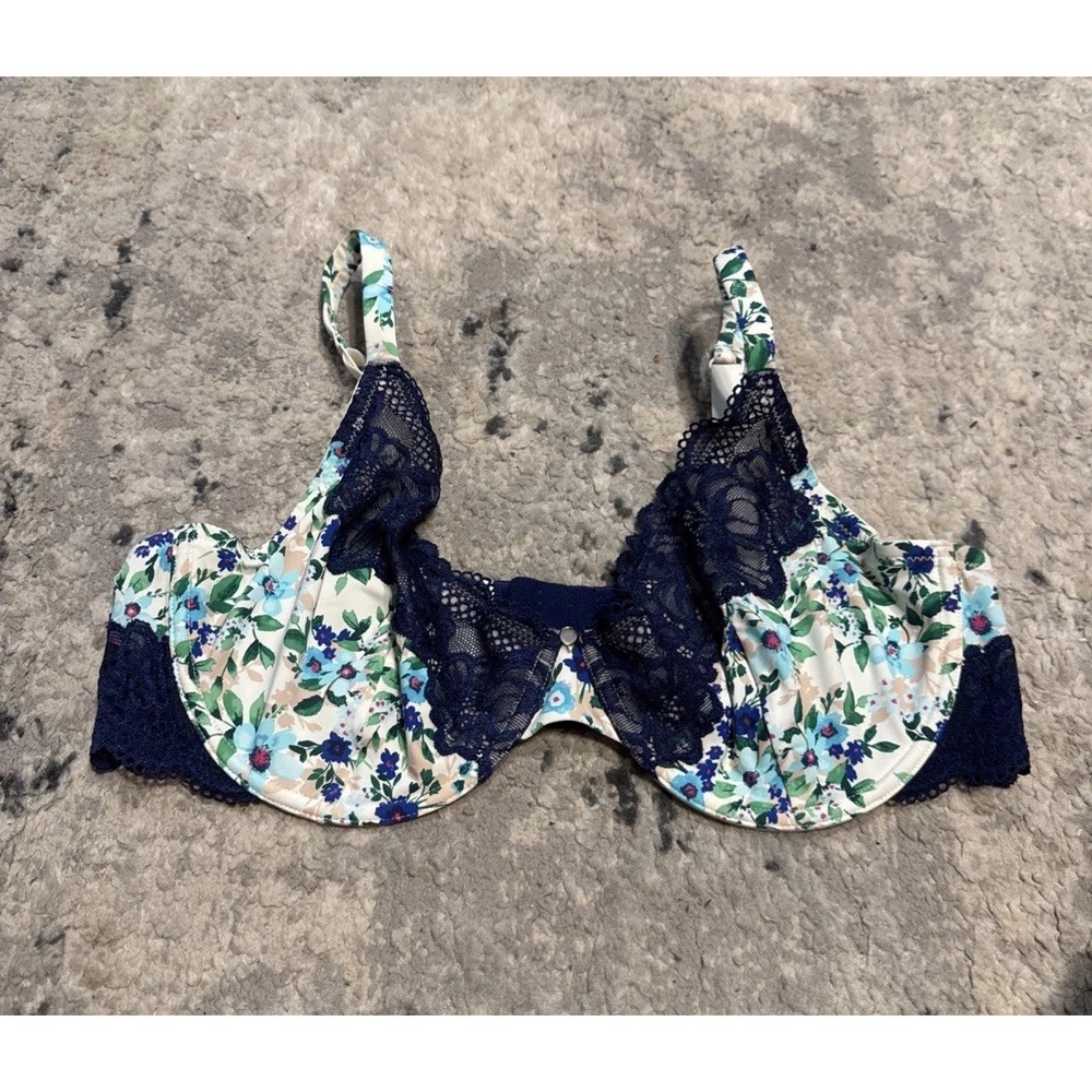 Adore Me Bra 40D Blue Floral Balconette Underwired